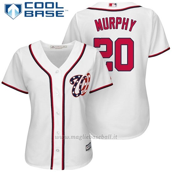 Maglia Baseball Donna Washington Nationals 20 Daniel Murphy Bianco2017 Cool Base